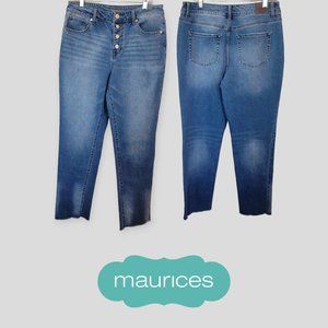 Maurices Womens High Rise Denim Jeans Button Fly Straight Leg Size 32 X31